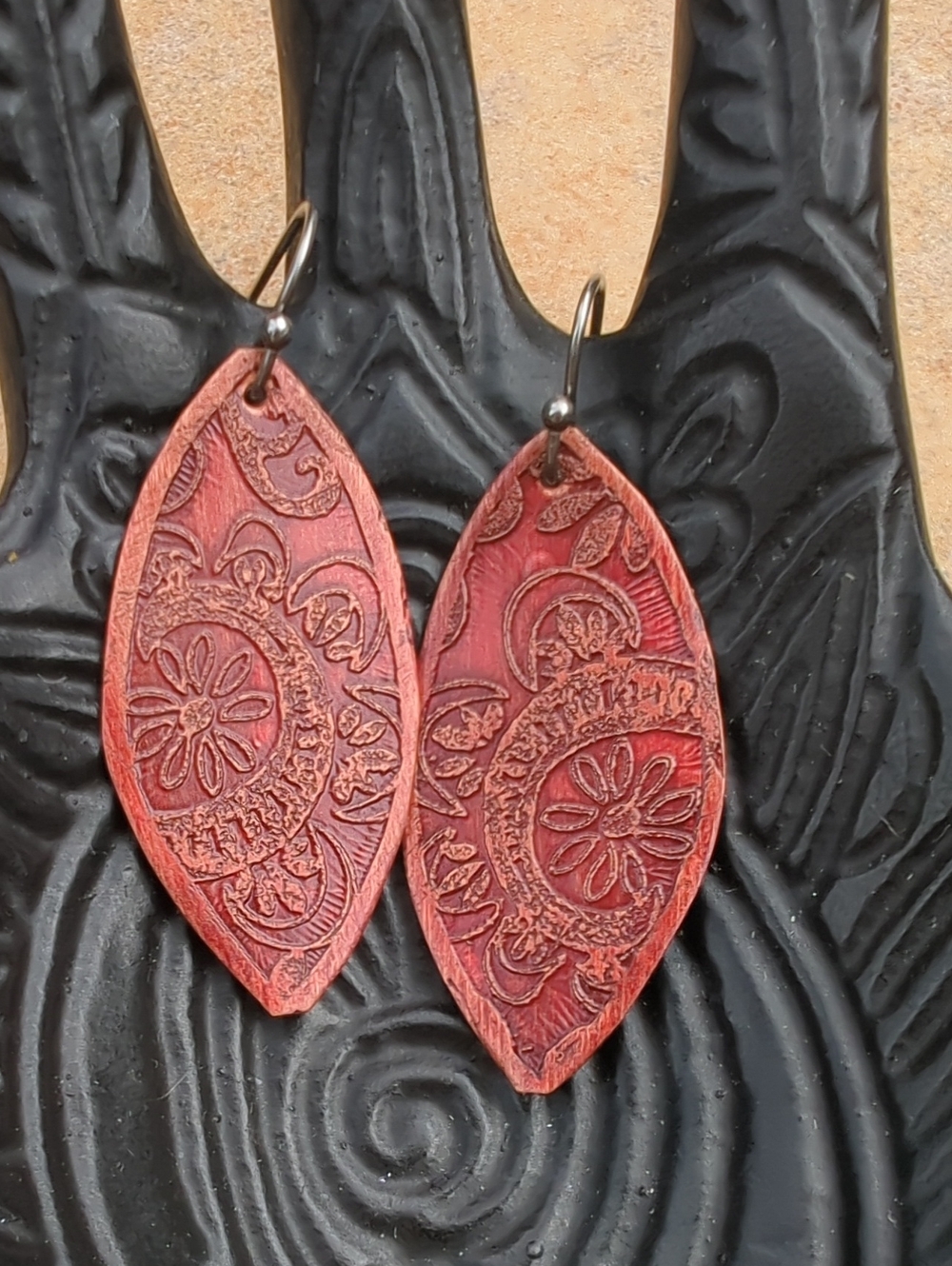 Handcrafted Artisan Embossed Floral Copper Earrings